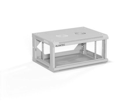 A-LAN ALANTEC Szafa wisząca 19" 4U 600x450, drzwi szklane, kolor szary, do samodzielnego montażu - Flat Pack (SW-4U-600-450-01-SF)