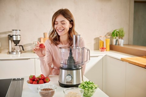 SEVERIN SEVERIN MULTI ROBOT KUCHENNY INOX, SZKLANY MIKSER KIELICHOWY 1,5 L, MŁYNEK 140 ML, POJEMNIK ROBOCZY 1,5 L, MOC 1200W KM3892