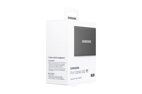 Samsung Dysk zewnętrzny SSD Samsung T7 (1TB; USB 3.2; szary; MU-PC1T0T/WW)