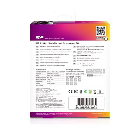 Silicon Power Dysk zewnętrzny HDD Silicon Power Armor A60 (4TB; 2.5"; USB 3.2; 5400 obr/min; Green-Black; SP040TBPHDA60S3K)