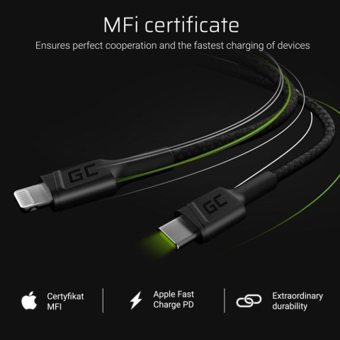 Green Cell GREEN CELL KABEL KABGC07 GC POWER STREAM USB-C - LIGHTNING 100CM (MFI CERTIFIED)