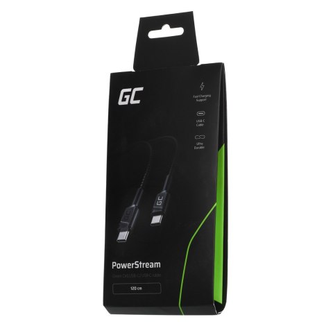 Green Cell GREEN CELL KABEL KABGC30 GC POWERSTREAM USB-C - USB-C 120CM, POWER DELIVERY 60W, ULTRA CHARGE, QC 3.0