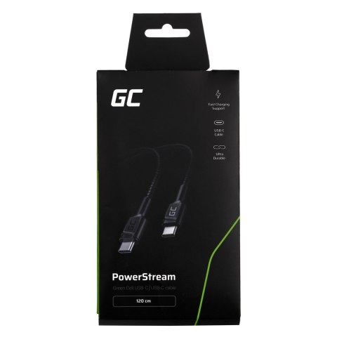Green Cell GREEN CELL KABEL KABGC30 GC POWERSTREAM USB-C - USB-C 120CM, POWER DELIVERY 60W, ULTRA CHARGE, QC 3.0