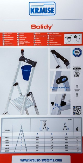 Krause SOLIDY Drabinka wolnostojąca 4 stopnie KRAUSE (WYPRZEDAŻ)