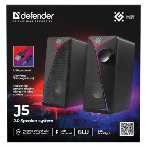 Defender DEFENDER GLOSNIKI PC J5 2.0 6W LED USB CZARNE 65965