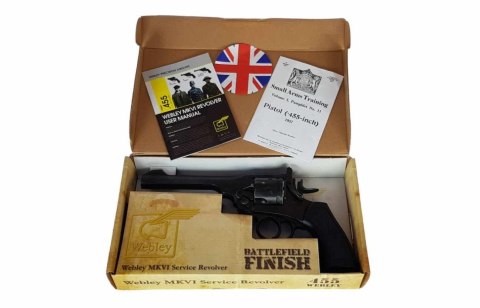 WEBLEY Rewolwer WEBLEY MKVI .455 Service kal.5,5 mm Diabolo łuski 6-strzał. lufa 6" CO2 Battlefield Ekp do17J (WYPRZEDAŻ)