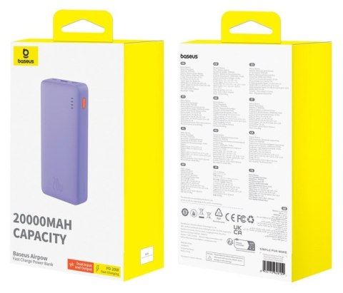Baseus BASEUS POWERBANK AIRPOW 20000MAH 20W (FIOLETOWY)