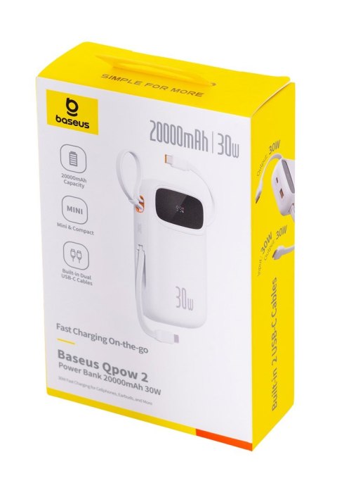 Baseus BASEUS POWERBANK QPOW2 20000MAH 30W (BIAŁY)