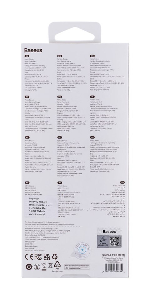 Baseus BASUES POWERBANK AIRPOW 10000MAH 20W (CZARNY)