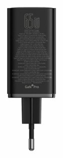 Baseus Ładowarka sieciowa Baseus GaN6 Pro FastCharger 2C+2U 65W EU (cluster black)