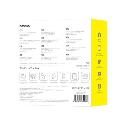 Baseus Słuchawki bezprzewodowe Baseus Bowie E20 (czarny)