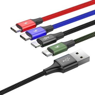 Baseus Zestaw kabli zasilający Baseus CA1T4-B01 (USB - Lightning, Micro USB, USB typu C ; 1,2m; kolor czarny)