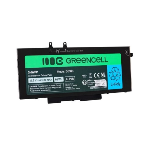 Green Cell GREEN CELL BATERIA DE166 DO DELL 3HWPP LATITUDE 5400, 5401, 5410, 5411, 5500, 5501, 5510, 5511, 7591 4000MAH 15,2V