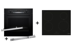 BOSCH Zestaw piekarnik BOSCH HBA514BB3 + prowadnice teleskopowe BOSCH HEZ538000 + płyta indukcyjna BOSCH PUE611BB5E