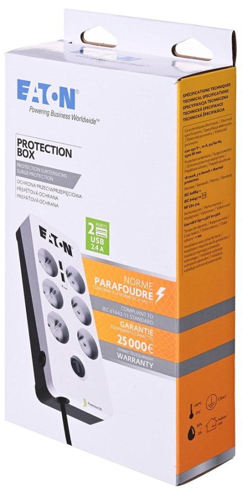 EATON Listwa przeciwprzepięciowa EATON PB6UF (6 x UTE; 10 A; kolor biały)