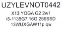 Lenovo LENOVO ThinkPad X13 YOGA G2 2w1 i5-1135G7 16GB 256GB SSD 13,3" FHD(dotyk) (US QWERTY) Win11pro + zasilacz UŻYWANY