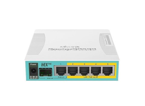 MikroTik Router Mikrotik hEX PoE (RB960PGS) Total Ethernet  Ports:6; Architecture:MIPSBE; CPU core:1