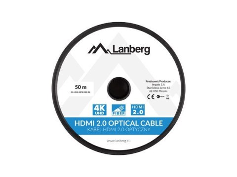Lanberg LANBERG KABEL HDMI M/M V2.0 50M OPTYCZNY AOC CA-HDMI-20FB-0500-BK