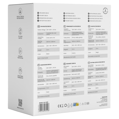 SAVIO SAVIO TERMOWENTYLATOR 2000 W AD-02/W BIAŁY