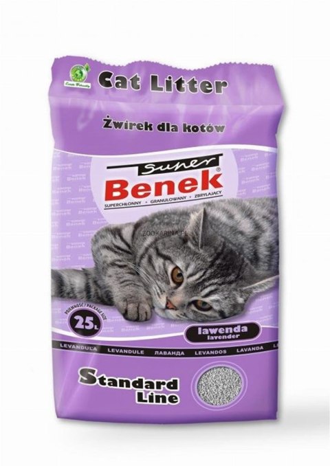 Super Benek CERTECH Super Benek Standard Lawenda - żwirek dla kota zbrylający 25l (20kg) (WYPRZEDAŻ)