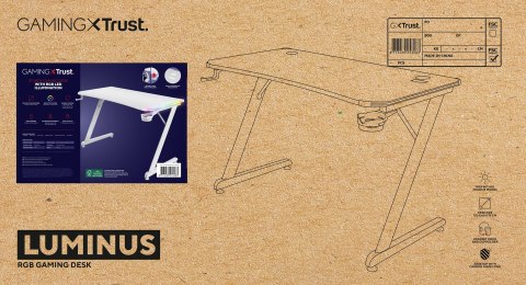 Trust Biurko gamingowe TRUST GXT 709W LUMINUS RGB WHITE