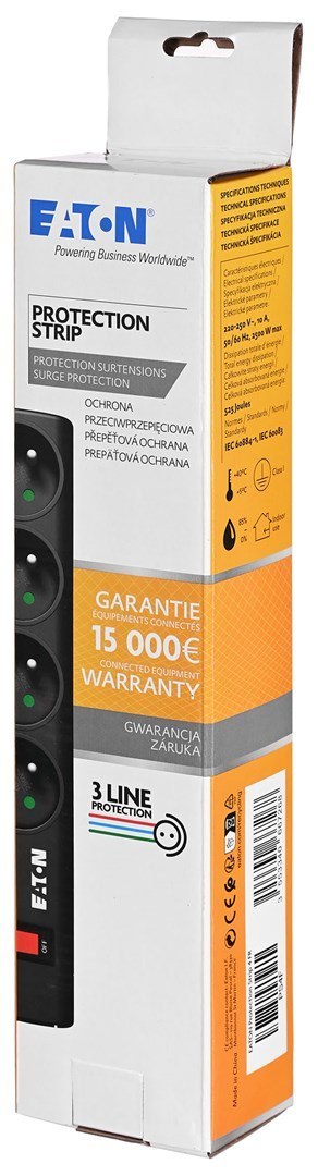 EATON Listwa przeciwprzepięciowa EATON PS4F (4 x UTE; 10 A; kolor czarny)