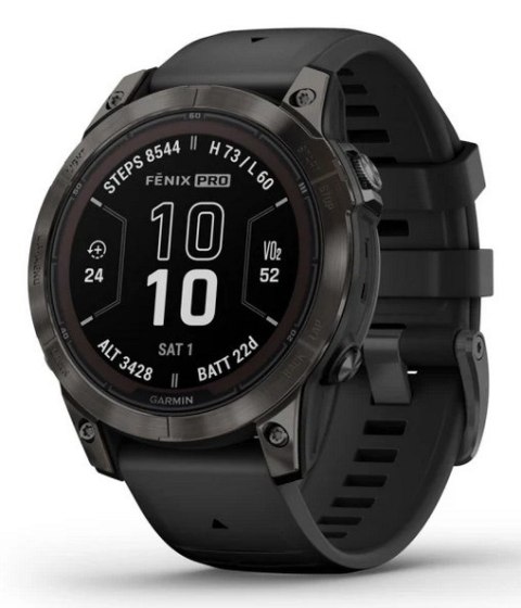 Garmin Garmin Fenix 7 Pro 47mm Sapphire Solar Carbon Gray DLC Titanium z czarnym paskiem