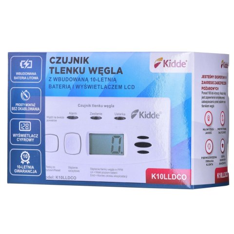 Kidde Czujnik tlenku węgla i czadu LCD K10LLDCO Kidde
