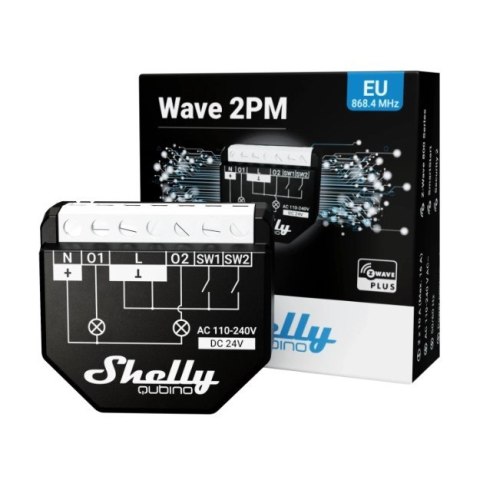Shelly Shelly Qubino Wave 2PM - 2-kanałowy przekaźnik dopuszkowy/sterownik Z-Wave 230 V