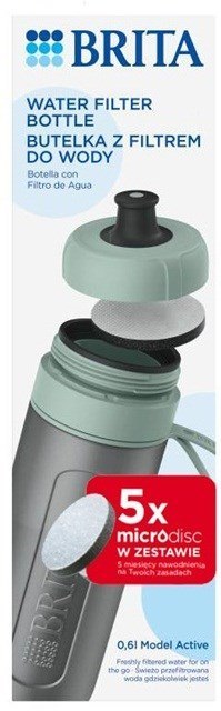 BRITA Butelka filtrująca Brita Active + 5 filtrów MicroDisc (pastelowa zieleń)