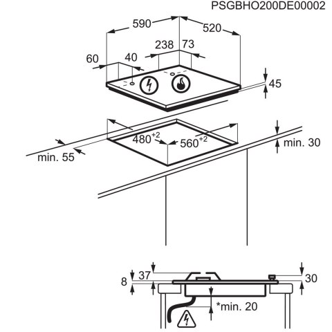 Electrolux Płyta gazowa ELECTROLUX KGG64362W