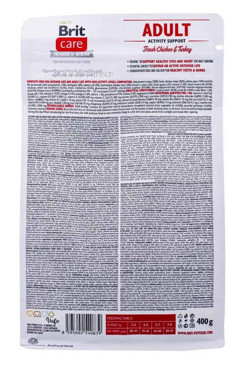 Brit BRIT Care Grain Free Activity Support Adult - sucha karma dla kota - 400 g