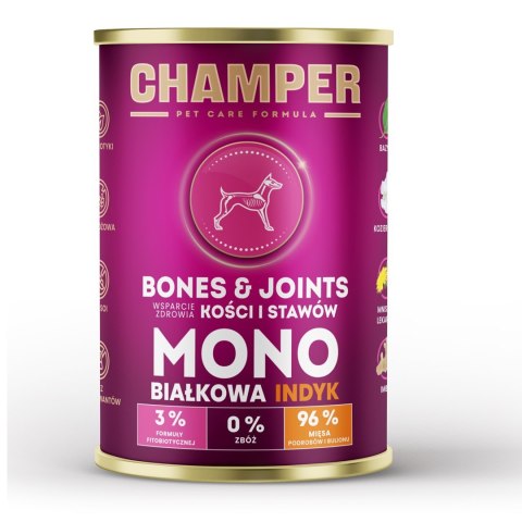 CHAMPER CHAMPER BONES&JOINTS MONOBIAŁKOWA indyk mokra karma dla psa 400g