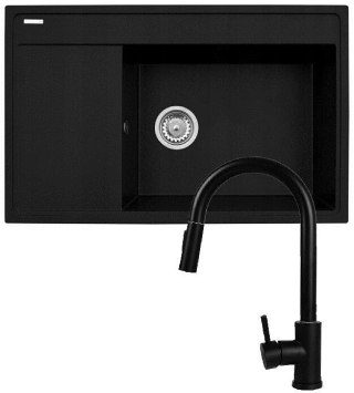 PYRAMIS Zestaw - Zlewozmywak PYRAMIS CAMEA (79x50) 1B 1D R + Bateria IDEA Black Edition - 070168502BE - Volcano