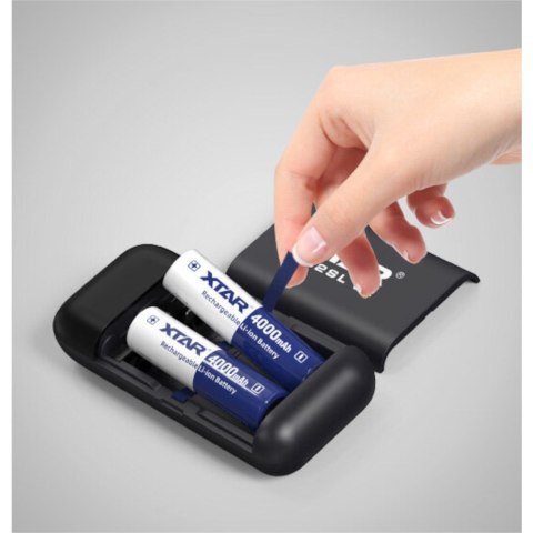 XTAR XTAR ŁADOWARKA Z FUNKCJĄ POWER BANK DO AKUMULATORÓW CYLINDRYCZNYCH LI-ION 18650/20700/21700 CZARNA - 2 KANAŁY PB2SLV2