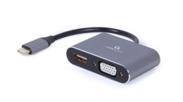 GEMBIRD GEMBIRD ADAPTER USB TYPU C NA HDMI + VGA NA KABLU SZARY
