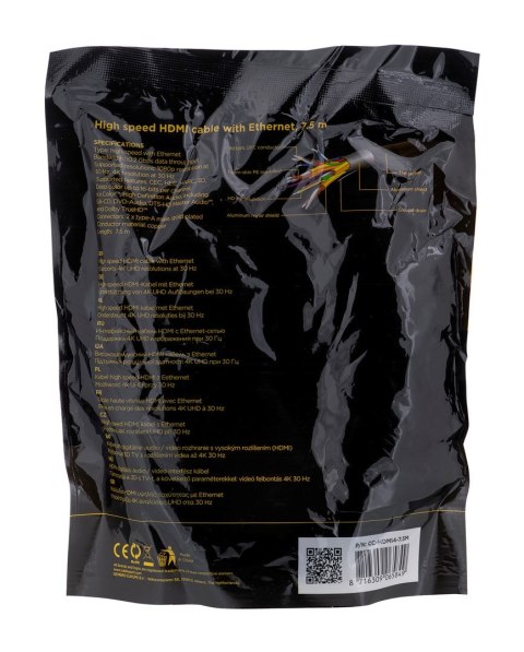 GEMBIRD Kabel GEMBIRD CC-HDMI4-7.5M (HDMI M - HDMI M; 7,5m; kolor czarny)