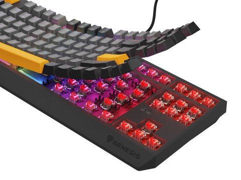 GENESIS KLAWIATURA DLA GRACZY GENESIS THOR 230 TKL ANCHOR GRAY NEGATIVE US RGB MECHANICZNA OUTEMU RED (WYPRZEDAŻ)