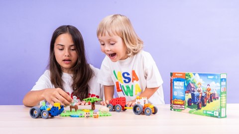 Marioinex MARIOINEX Klocki Mini Waffle Farmer Traktory i wypasiona łąka, 110 elementów