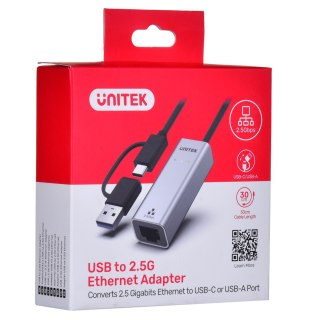 UNITEK UNITEK ADAPTER USB-A/C - RJ45 2.5G ETHERNET (M/F)