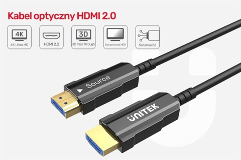 UNITEK UNITEK KABEL OPTYCZNY HDMI 2.0 Active Optical Cable 4K 60HZ 20M