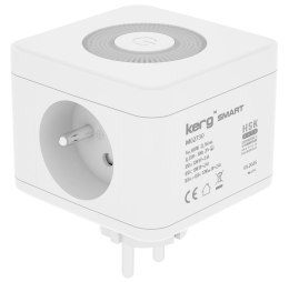 KERG Kerg smart - kostka zasilająca 2-gniazdowa + ładowarka USB-A+USB-C + lampka LED 16A/250V~