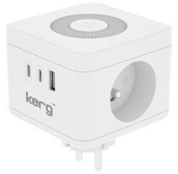 KERG Kerg smart - kostka zasilająca 2-gniazdowa + ładowarka USB-A+USB-C + lampka LED 16A/250V~