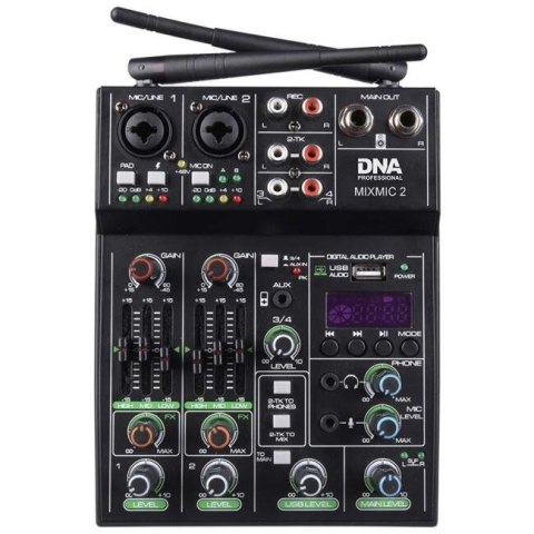 DNA PROFESSIONAL DNA MIXMIC 2 - Mikser audio, USB Bluetooth + 2x mikrofony bezprzewodowe