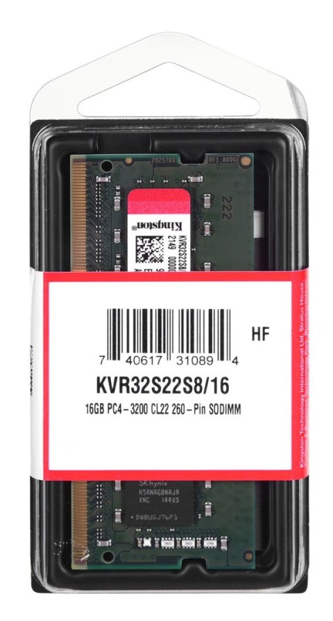Kingston KINGSTON DDR4 SODIMM 16GB 3200MHz CL22 1Rx8