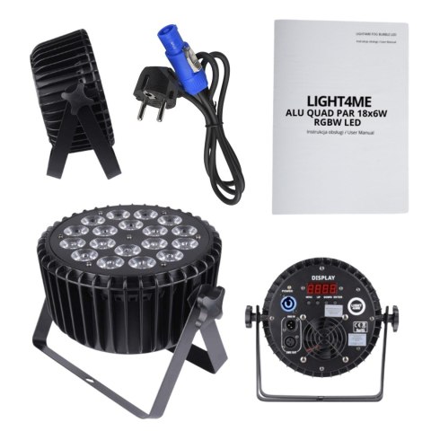Light4Me LIGHT4ME ALU QUAD PAR 18x6W RGBW - Reflektor sceniczny