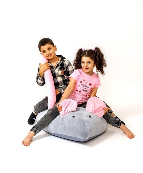 Go Gift Pufa worek sako MYSZ szary-różowy L 110x80