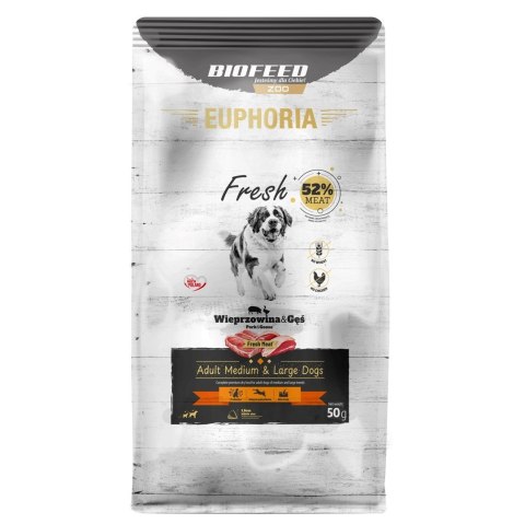 BIOFEED BIOFEED Euphoria fresh meat Adult Wieprzowina/gęś M/L 50gr