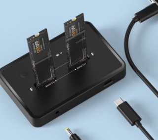 GEMBIRD GEMBIRD STACJA DOKUJĄCA PODWÓJNA DO DYSKÓW M.2 SATA I NVME SSD CZARNA