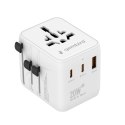 GEMBIRD GEMBIRD UNIWERSALNY ADAPTER PODRÓŻNY 20 W, BIAŁY